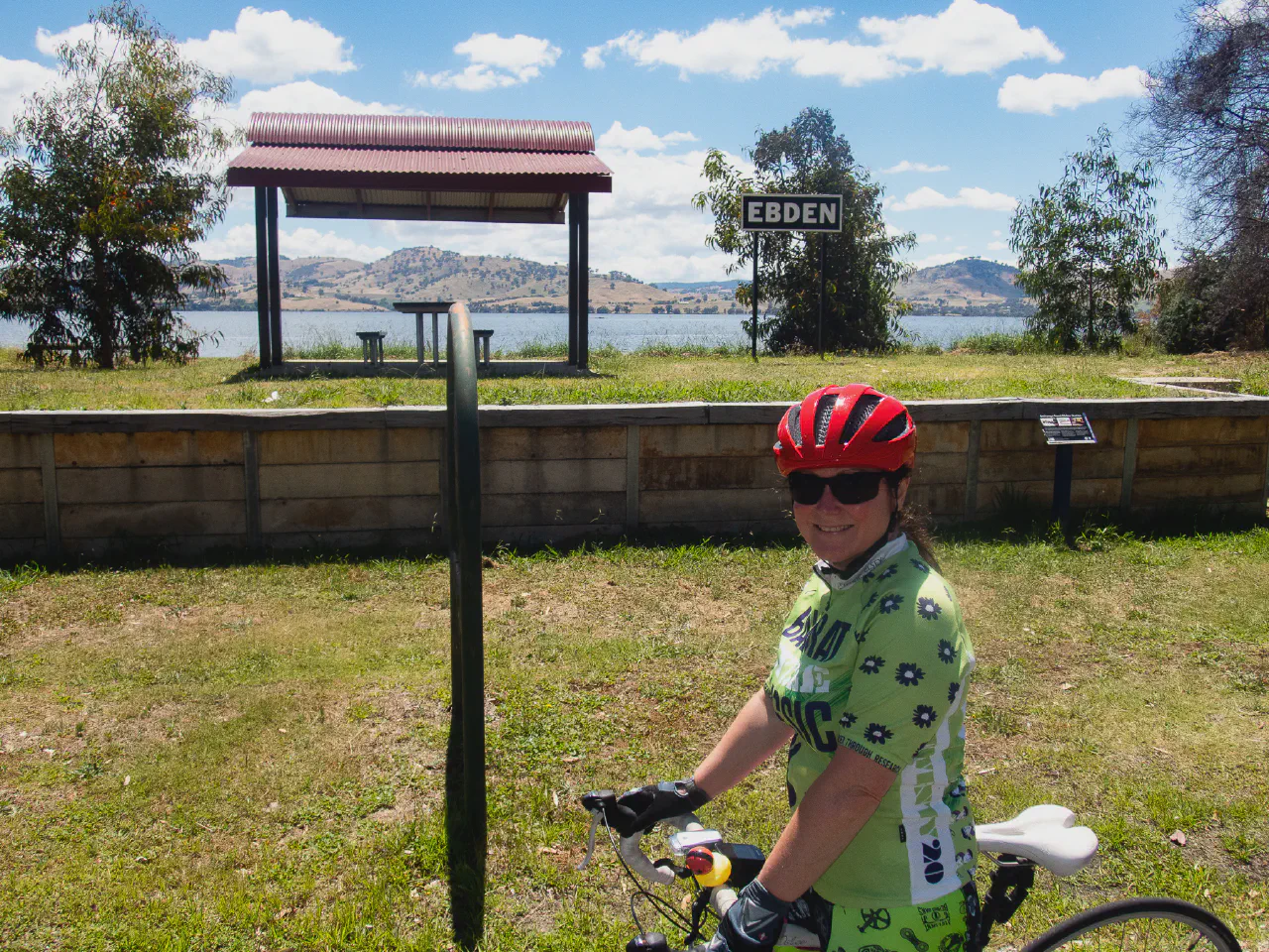 Danielle at Ebden Train Platform on the High Country Rail Trail