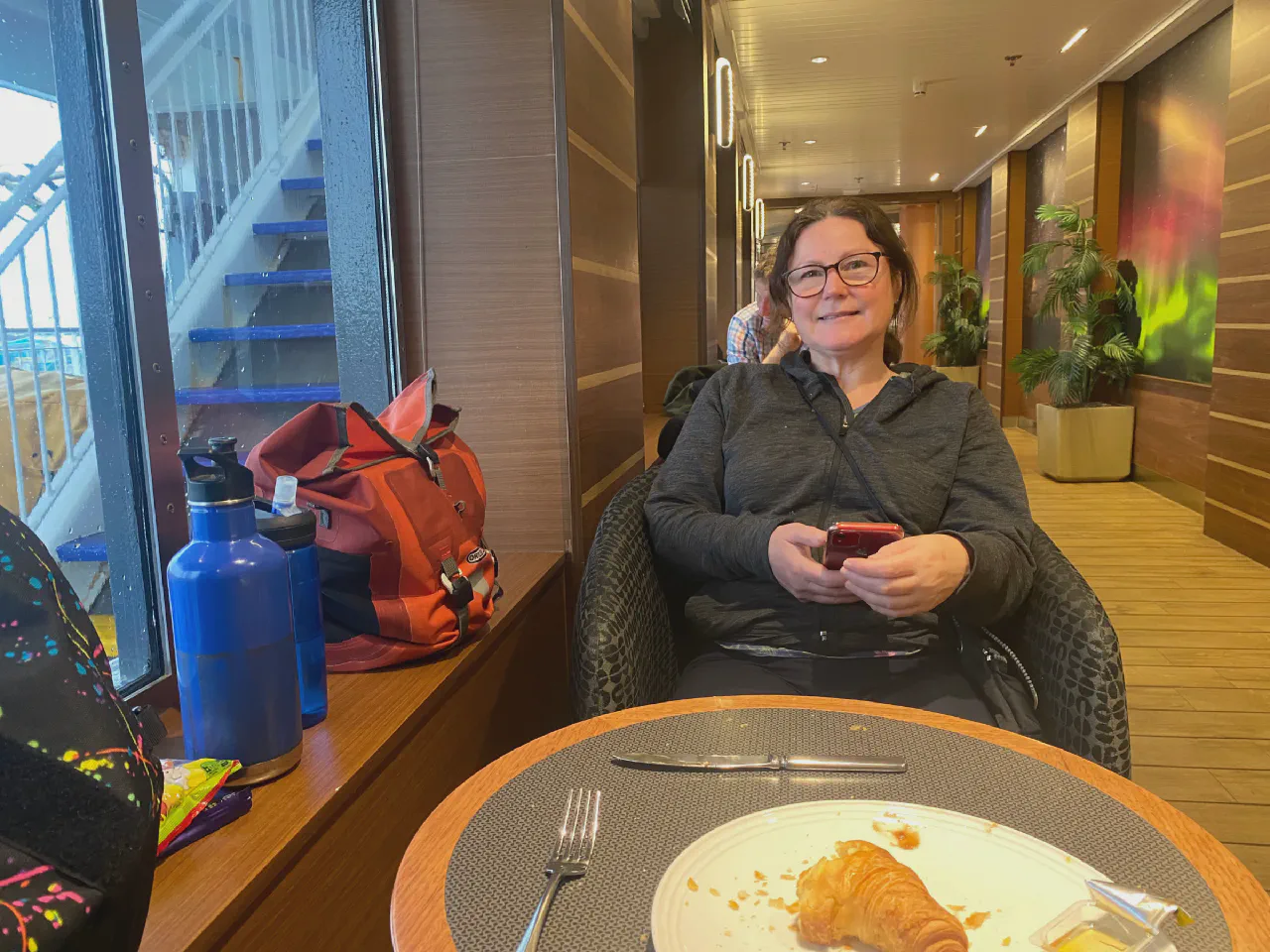 Danielle resting aboard the Spirit of Tasmania.